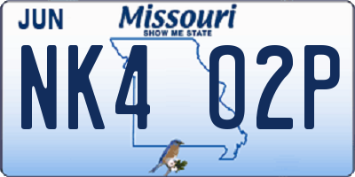 MO license plate NK4O2P