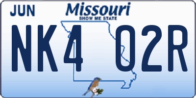 MO license plate NK4O2R