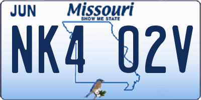 MO license plate NK4O2V
