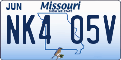MO license plate NK4O5V