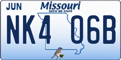 MO license plate NK4O6B