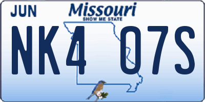 MO license plate NK4O7S
