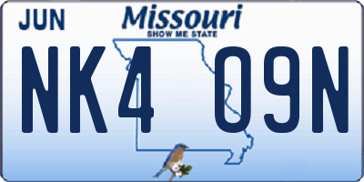MO license plate NK4O9N