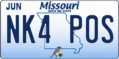MO license plate NK4P0S