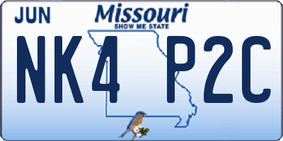 MO license plate NK4P2C