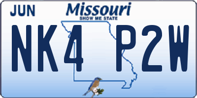 MO license plate NK4P2W