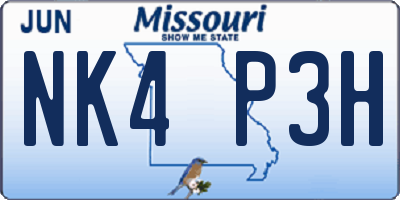 MO license plate NK4P3H