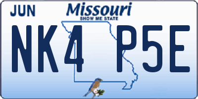 MO license plate NK4P5E