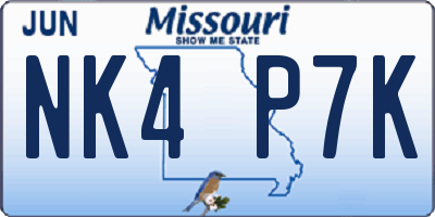 MO license plate NK4P7K