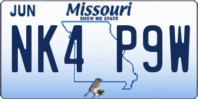 MO license plate NK4P9W