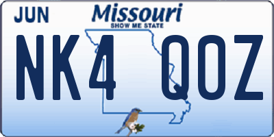 MO license plate NK4Q0Z