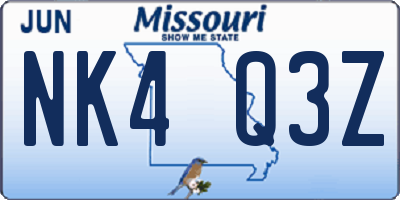 MO license plate NK4Q3Z