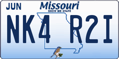 MO license plate NK4R2I