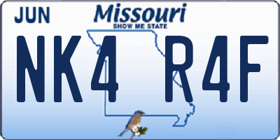 MO license plate NK4R4F