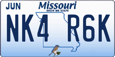 MO license plate NK4R6K