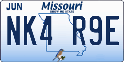 MO license plate NK4R9E