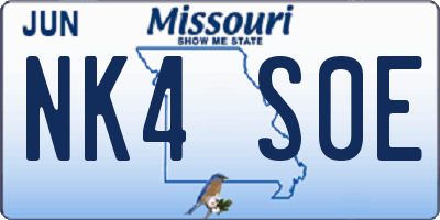 MO license plate NK4S0E