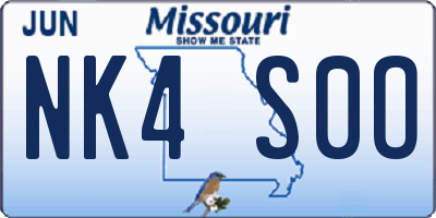 MO license plate NK4S0O