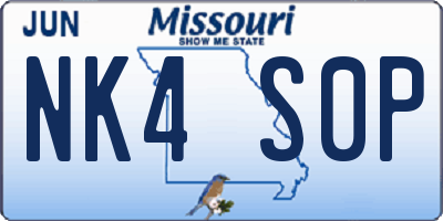 MO license plate NK4S0P