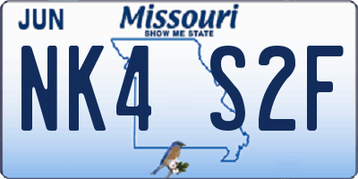 MO license plate NK4S2F