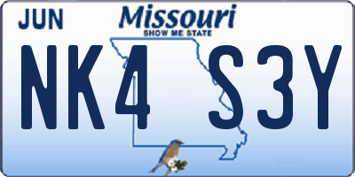 MO license plate NK4S3Y