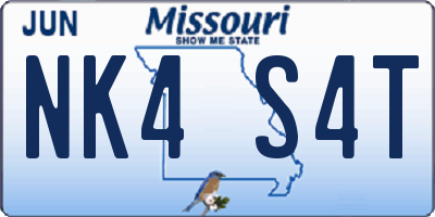 MO license plate NK4S4T