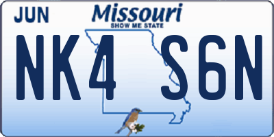 MO license plate NK4S6N