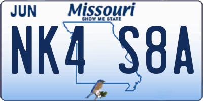 MO license plate NK4S8A