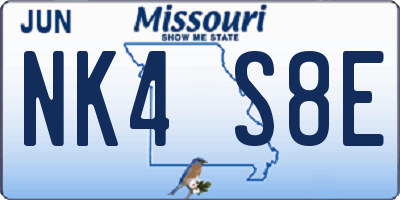 MO license plate NK4S8E