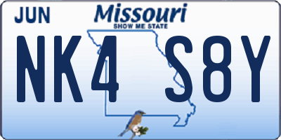 MO license plate NK4S8Y
