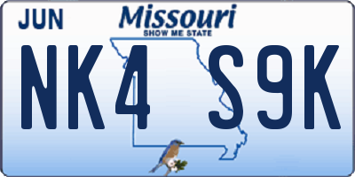 MO license plate NK4S9K