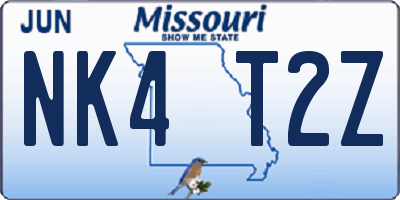 MO license plate NK4T2Z