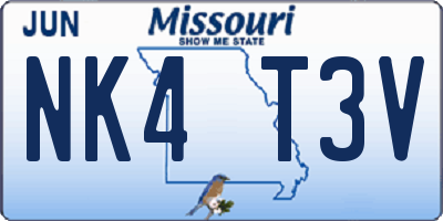 MO license plate NK4T3V