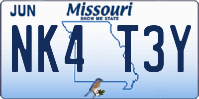 MO license plate NK4T3Y