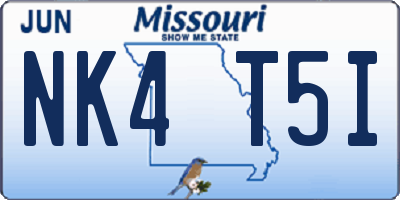 MO license plate NK4T5I