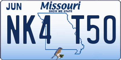 MO license plate NK4T5O