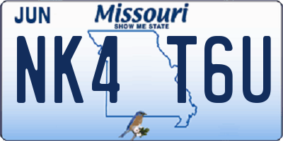 MO license plate NK4T6U