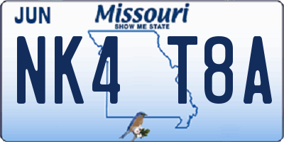 MO license plate NK4T8A