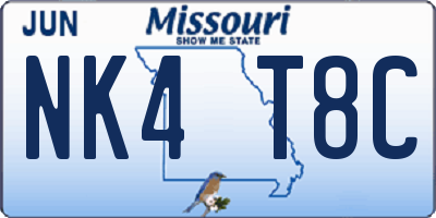 MO license plate NK4T8C