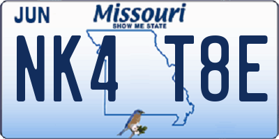 MO license plate NK4T8E