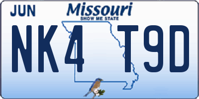 MO license plate NK4T9D