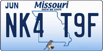 MO license plate NK4T9F