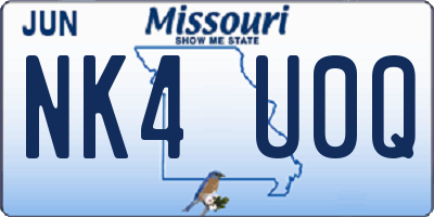 MO license plate NK4U0Q