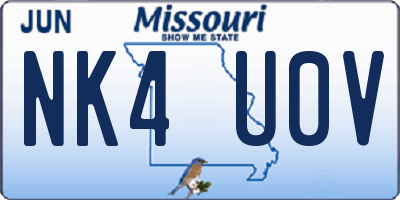 MO license plate NK4U0V