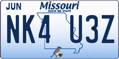 MO license plate NK4U3Z