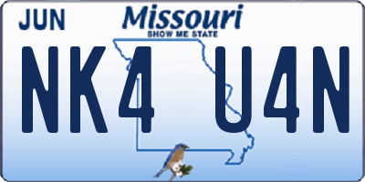 MO license plate NK4U4N