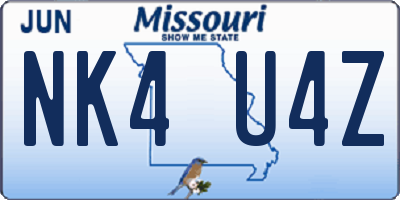 MO license plate NK4U4Z