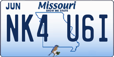 MO license plate NK4U6I