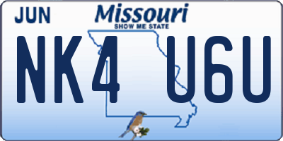 MO license plate NK4U6U