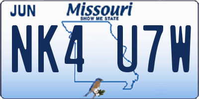 MO license plate NK4U7W